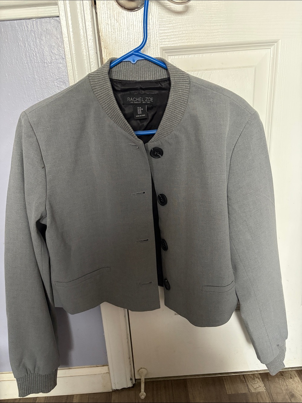 Rachel Zoe Gray Cropped Bomber-Style Blazer